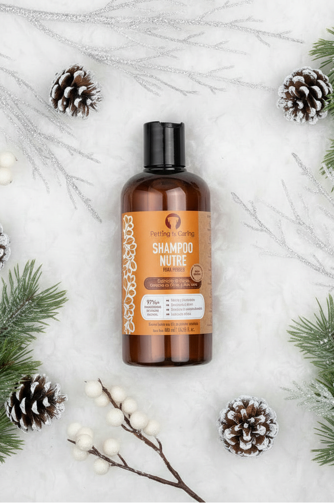 Shampoo Nutre en escena navideña de producto